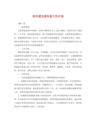 初中团支部年度工作计划 