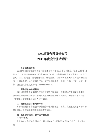 某经贸有限责任公司年度会计报表附注
