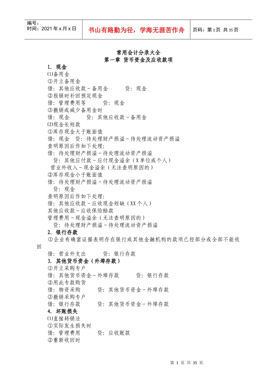 常用会计分录大全(1)_第1页