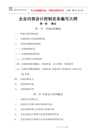 一套内部控制体系提纲