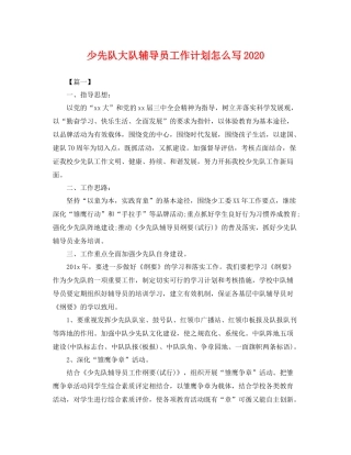 少先队大队辅导员工作计划怎么写 