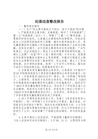 纪委巡查整改报告