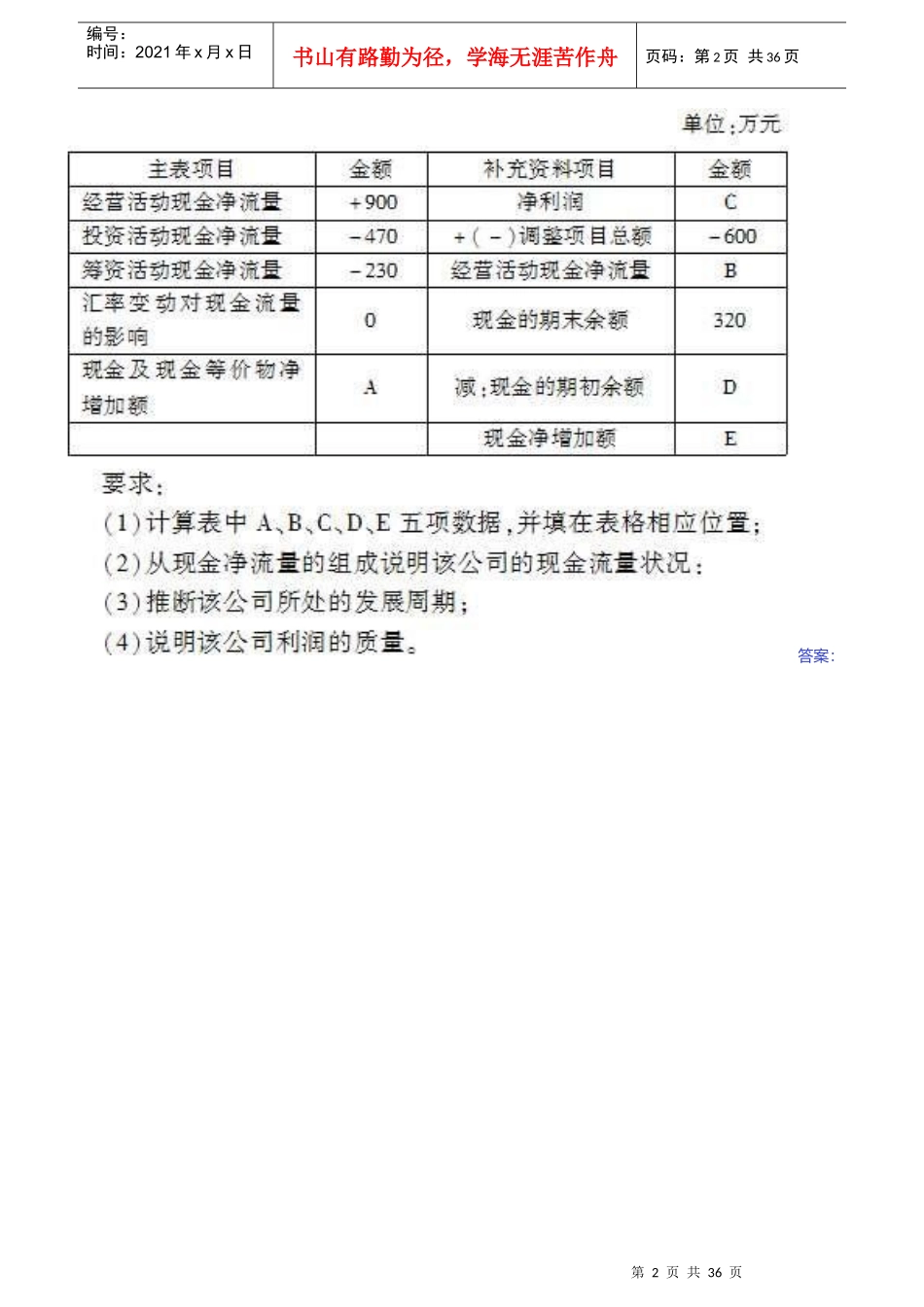 2自考财务表分析试_第2页