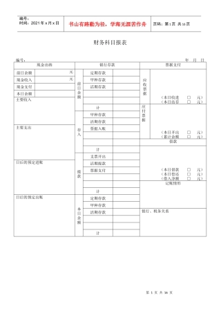 会计日报表模板