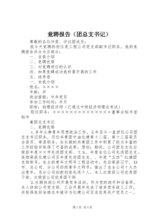 竟聘报告（团总支书记）