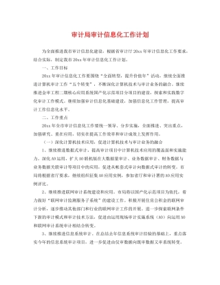 审计局审计信息化工作计划 