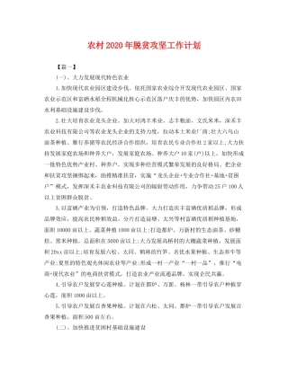 农村年脱贫攻坚工作计划 