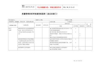 内审检查表全套(企业各部门通用)