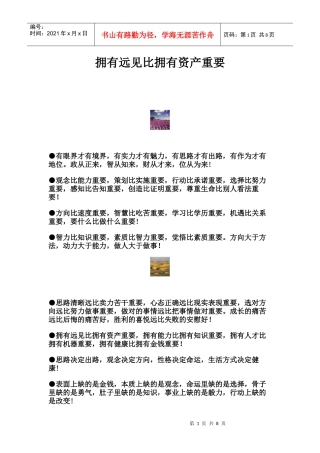 拥有远见比拥有资产重要