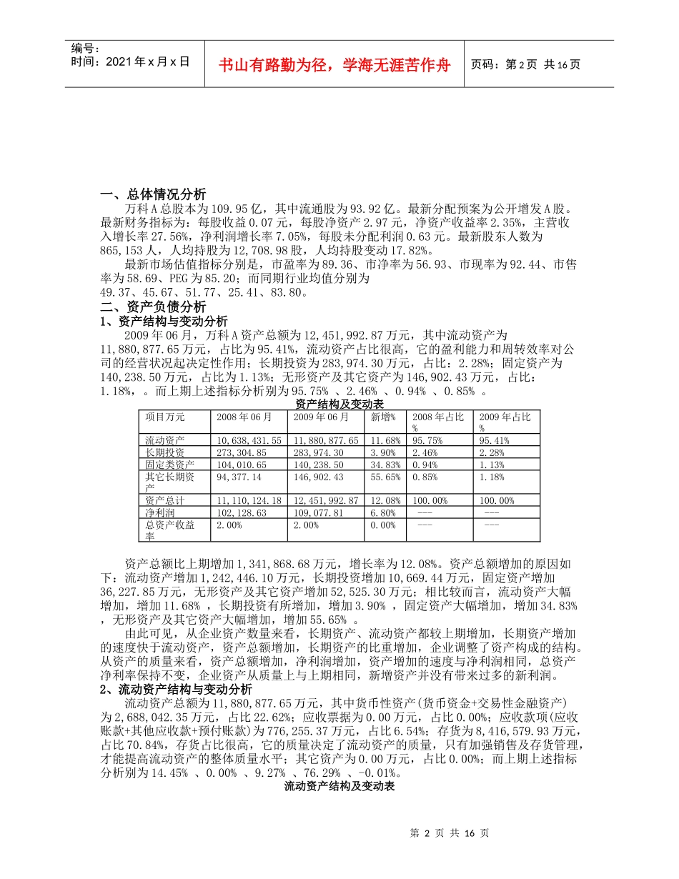 【精品文档】房地产（某地产）财务报表分析_第2页
