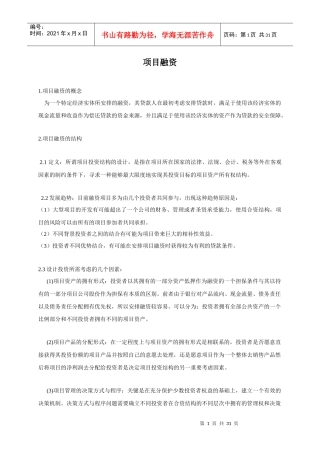 企业项目融资研究报告