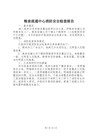 粮食流通中心消防安全检查报告