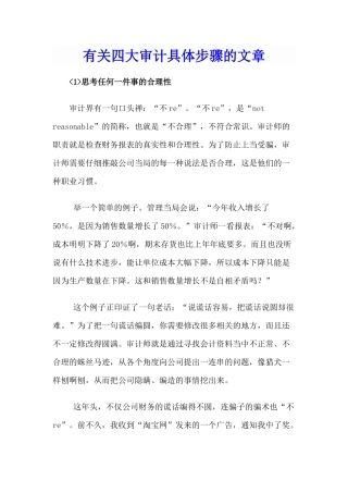 有关四大审计具体步骤的文章