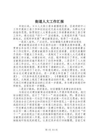 街道人大工作汇报