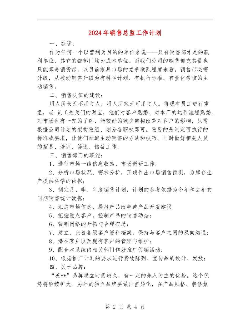 2024年销售总监工作计划_第2页