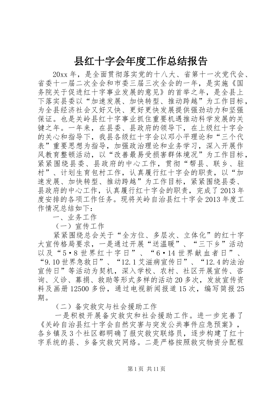 县红十字会年度工作总结报告_第1页