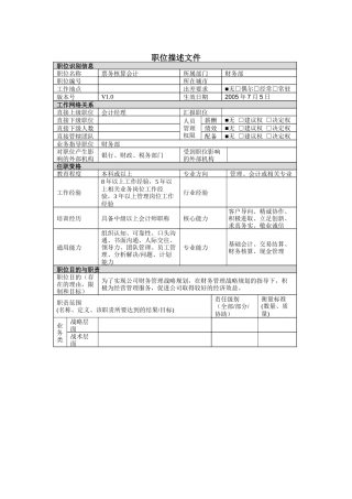 票务核算会计岗位说明书