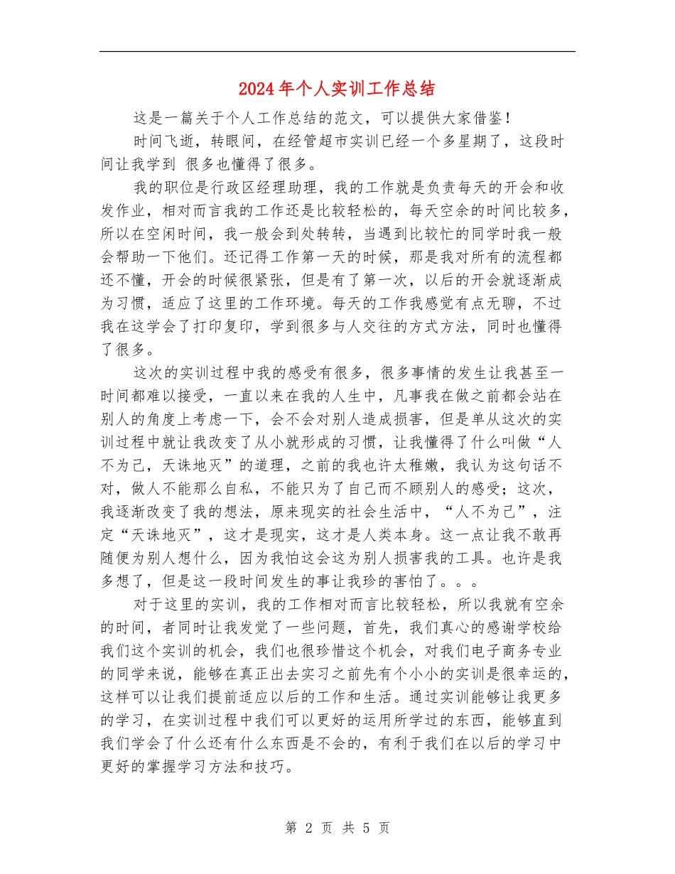 2024年个人实训工作总结_第2页