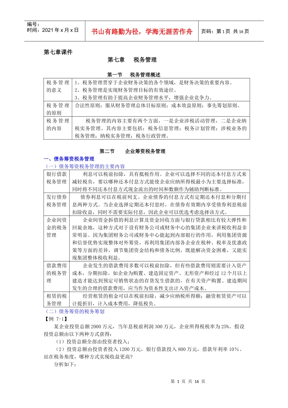 第七章课件第七章税务管理_第1页
