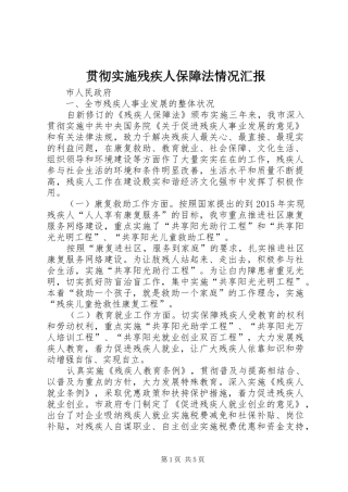 贯彻实施残疾人保障法情况汇报