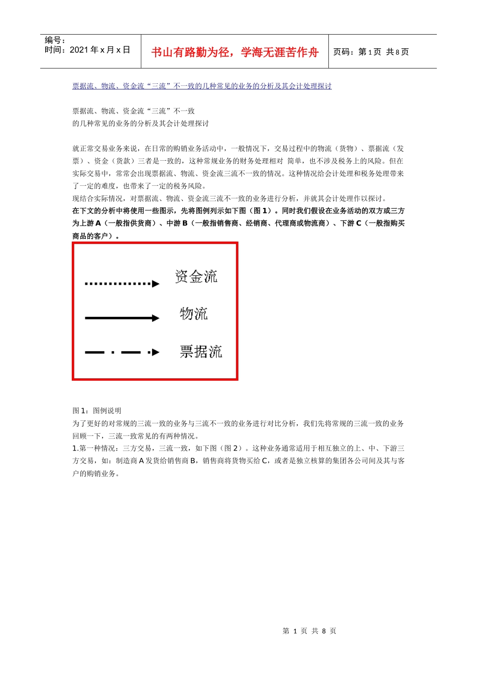 票据流、物流、资金流“三流”不一致的几种常见的业务的分析及其会计_第1页