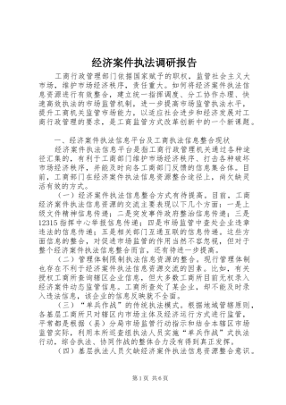 经济案件执法调研报告