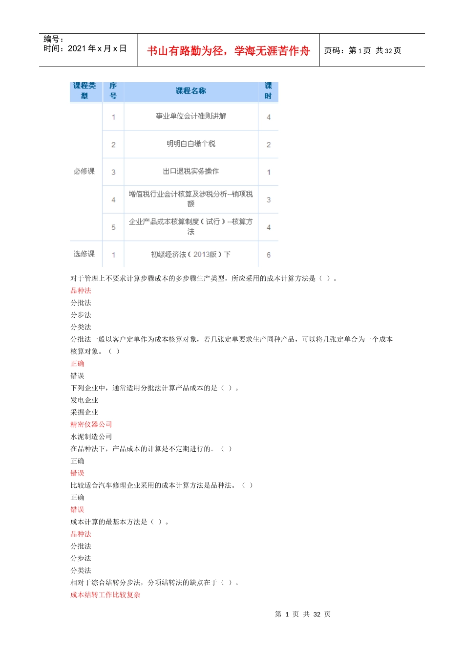 XXXX江苏会计继续教育(必修14课时选修6课时)_第1页