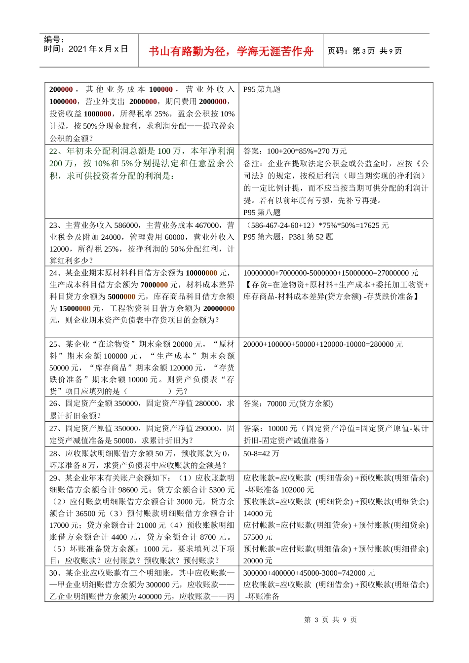 吉林市会计从业资格部分试题及答案_第3页