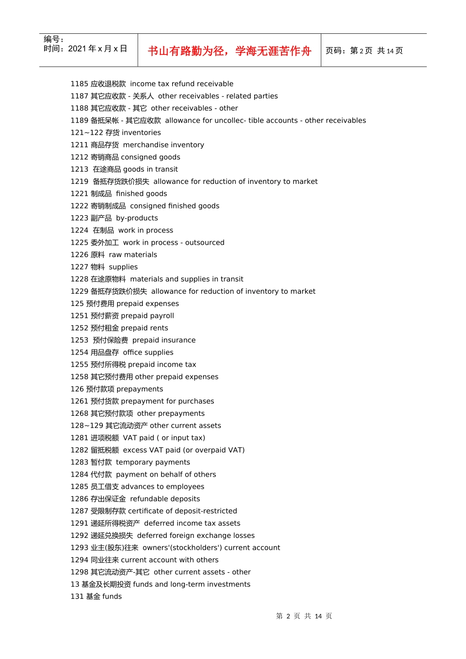 我国会计科目中英文对照_第2页