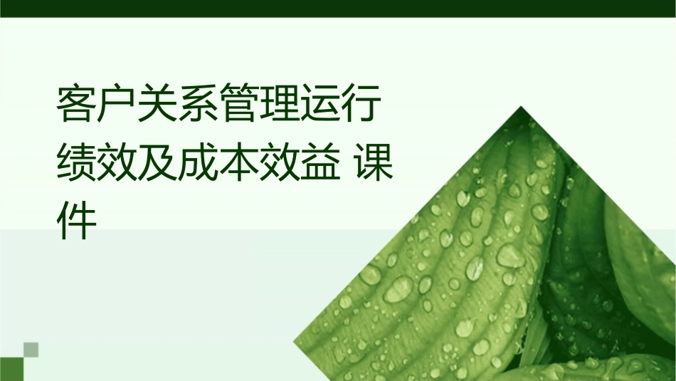 客户关系管理运行绩效及成本效益课件_第1页