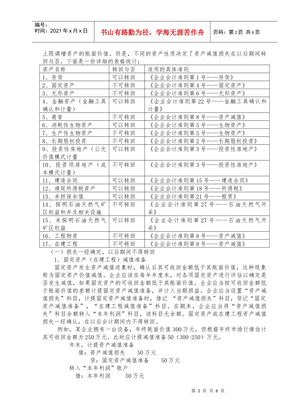 学年论文——浅谈资产减值_第2页