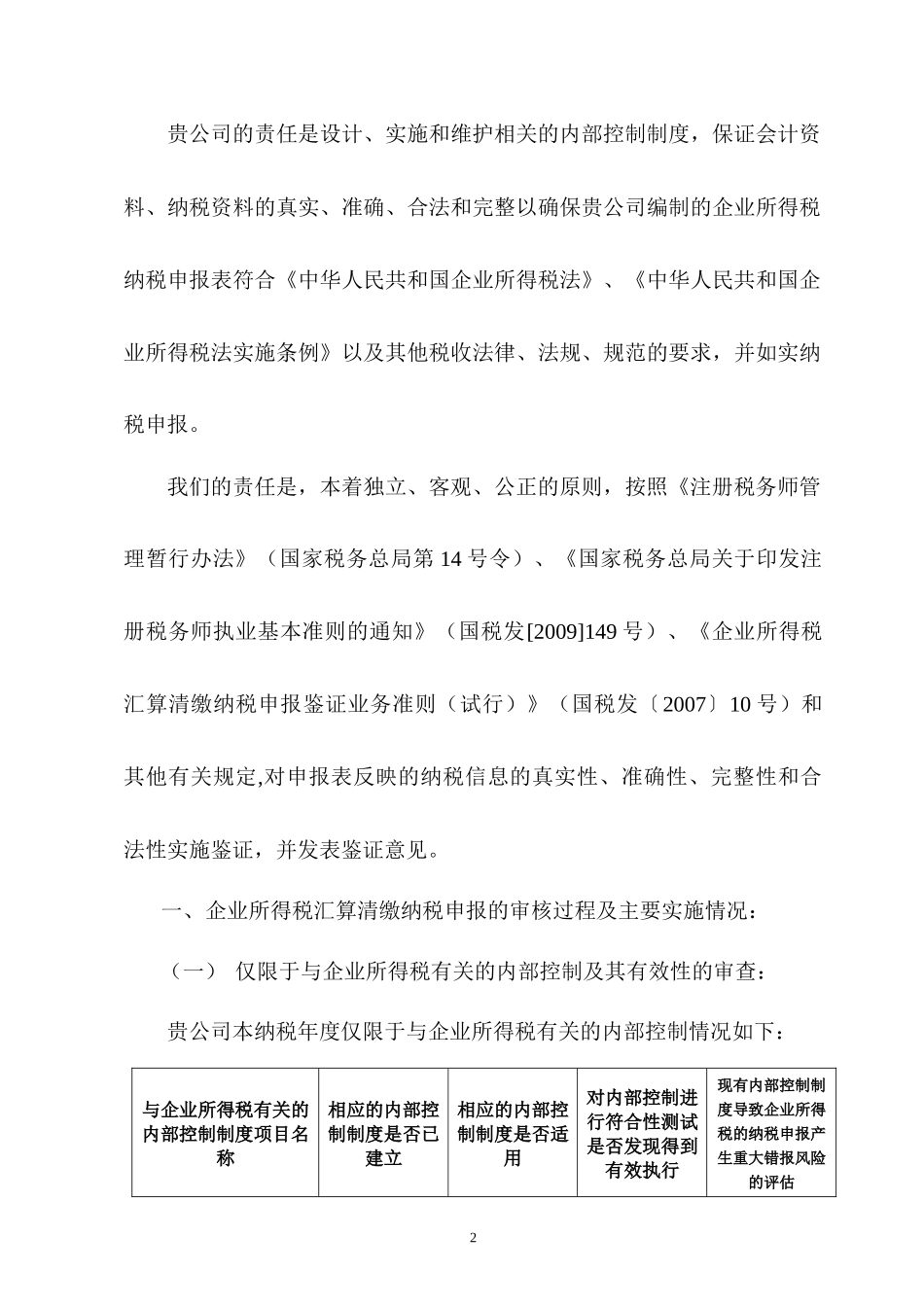 所得税汇算清缴报告(所有模版)_第2页