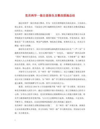 党员两学一做自查报告及整改措施总结 