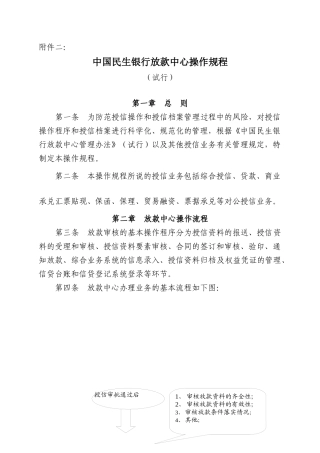 中国民生银行放款中心操作规程