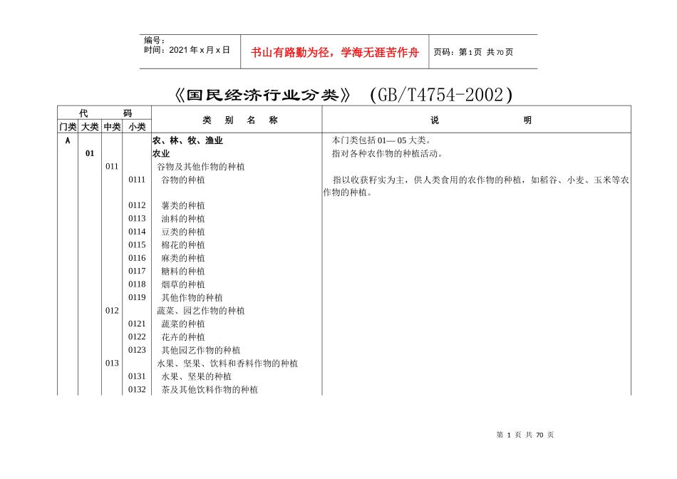 国民经济行业代码国标_第1页