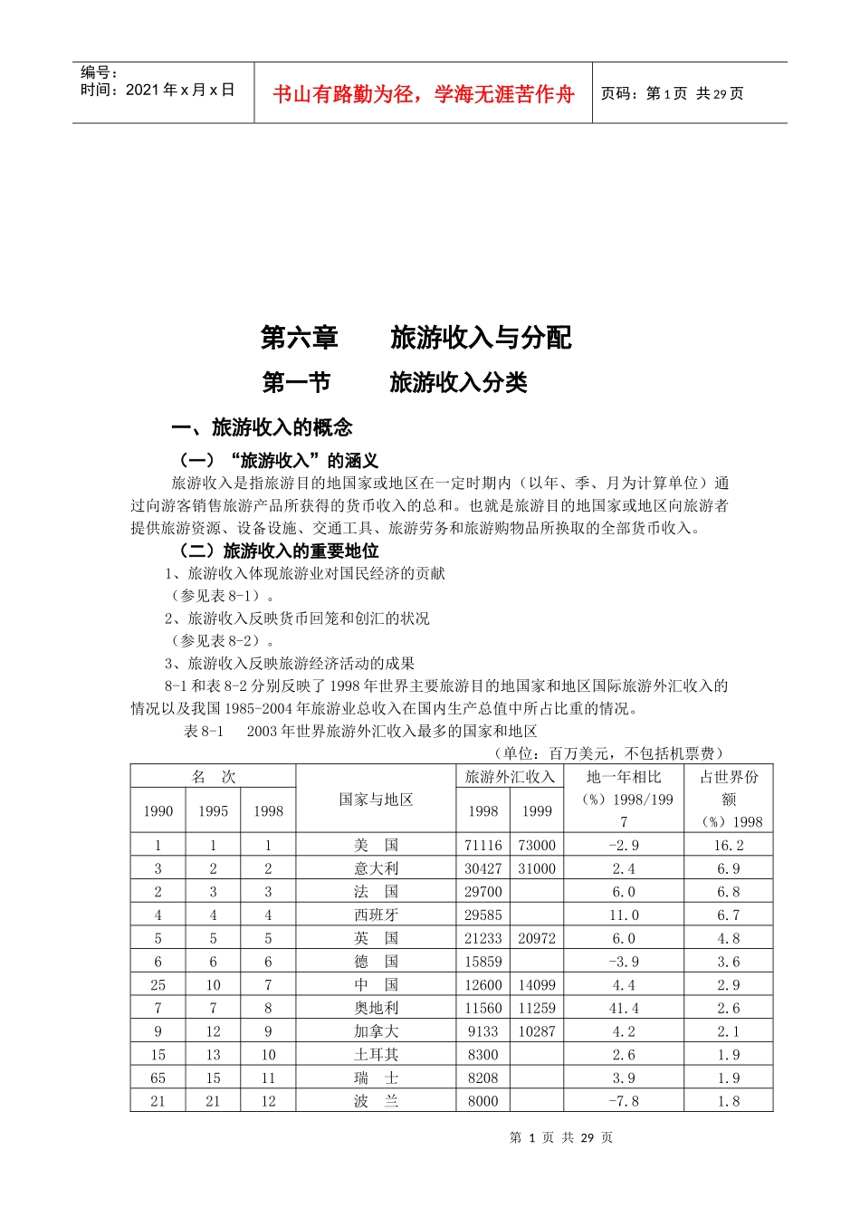 试谈旅游收入与分配_第1页