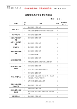 流转税优惠政策备案资料目录