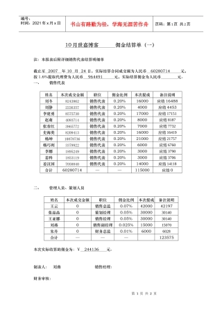 附表16佣金结算表（报财务）