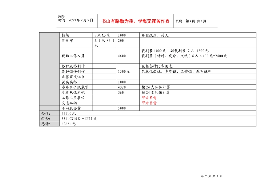 活动费用预算表_第2页