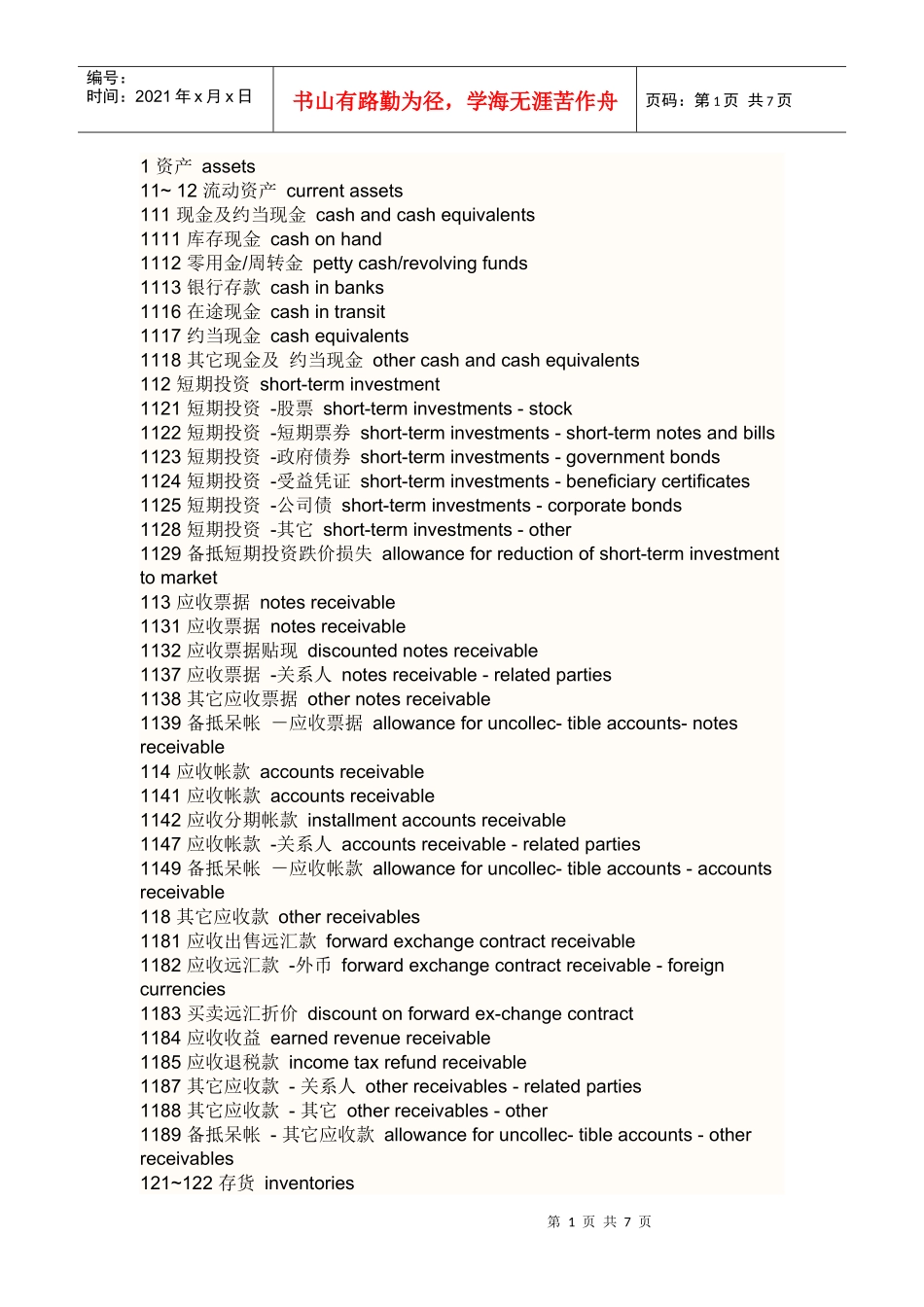 某公司流动资产管理及财务知识分析(doc 7页)_第1页