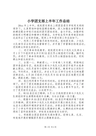 小学团支部上半年工作总结