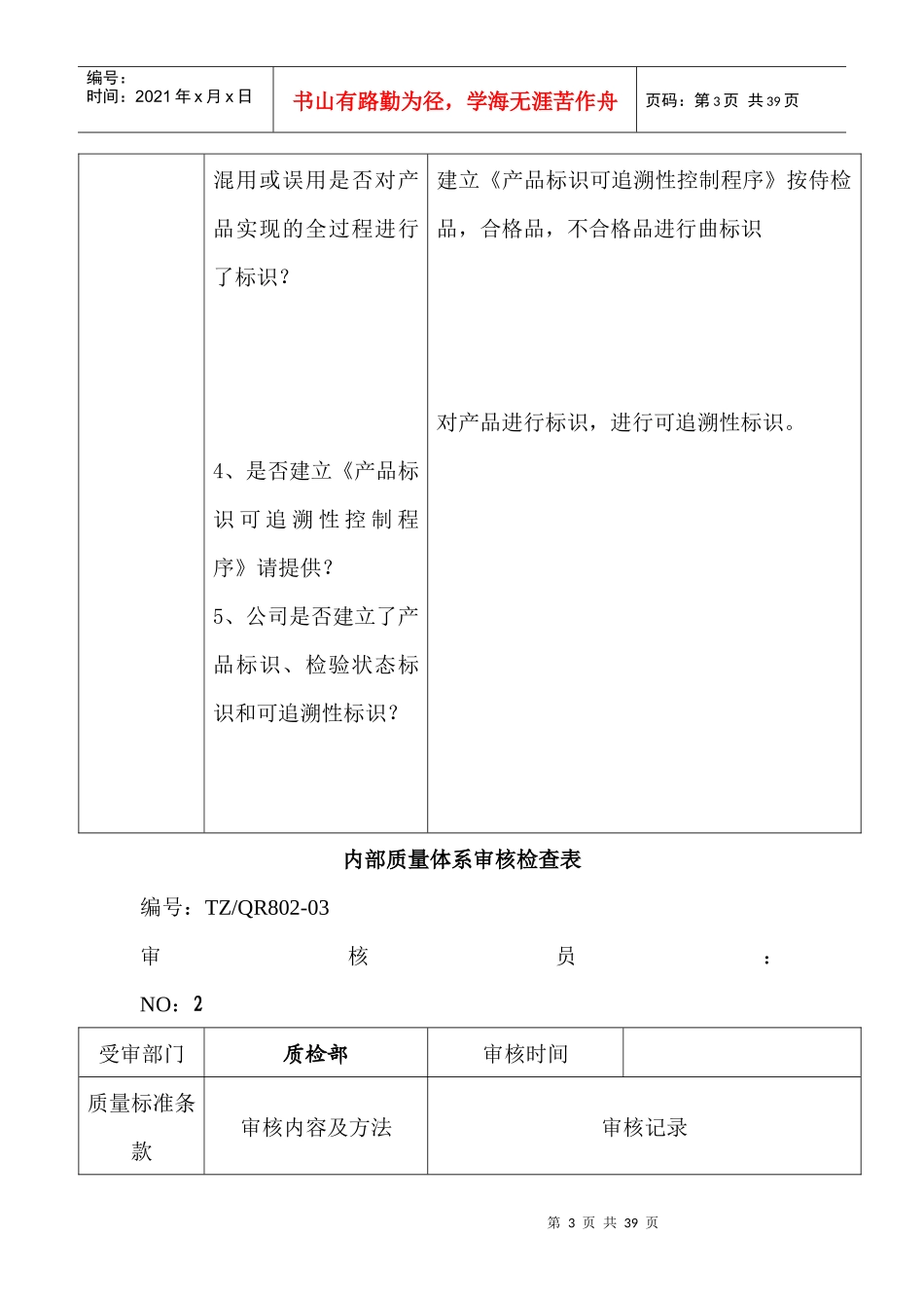 API内审检查表_质检部_第3页