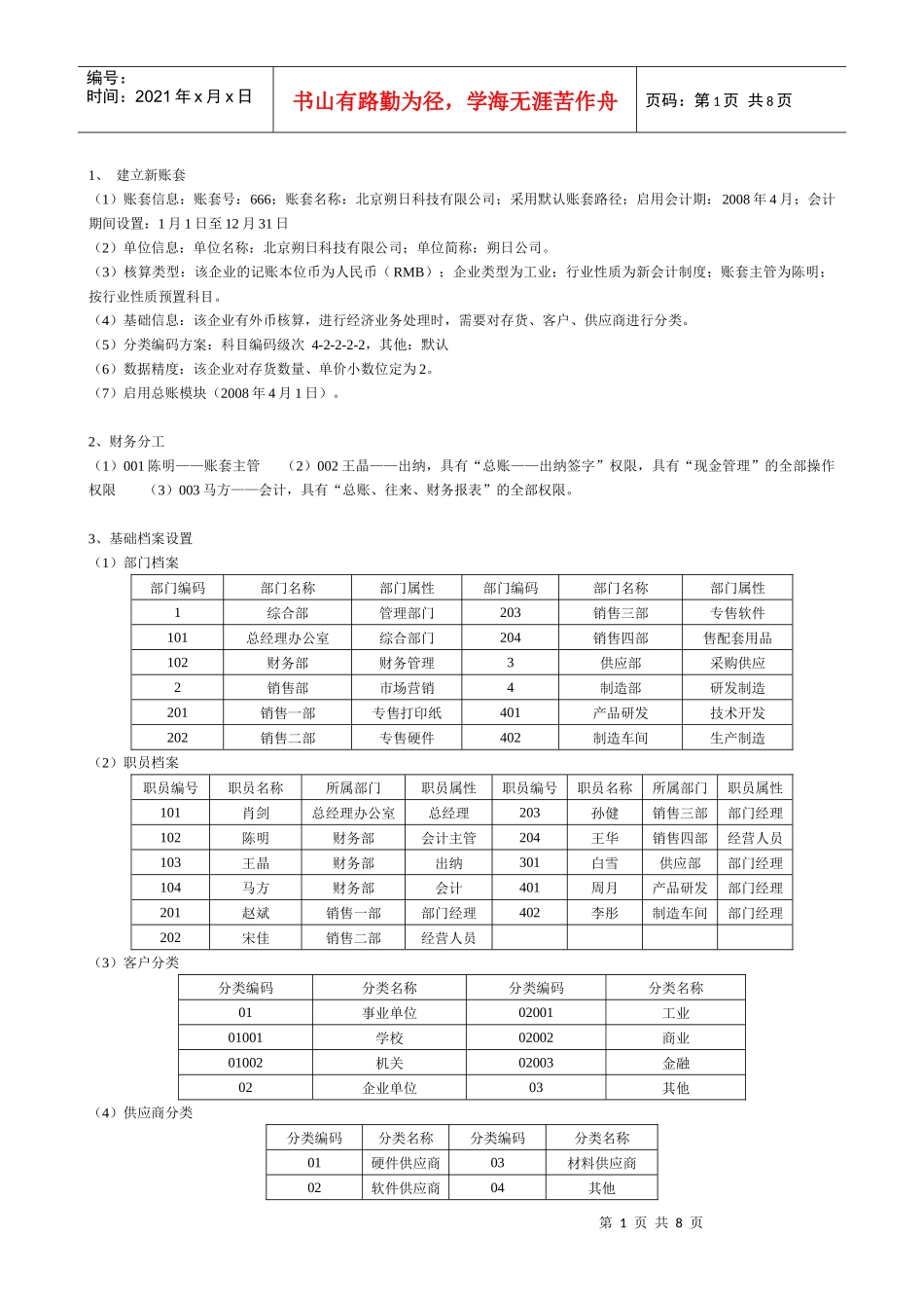 会计电算化实务练习2(含简明步骤)092101350224_第1页