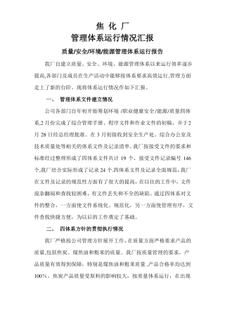 管理体系运行情况报告