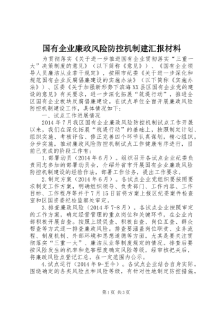 国有企业廉政风险防控机制建汇报材料