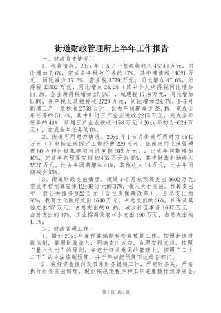 街道财政管理所上半年工作报告