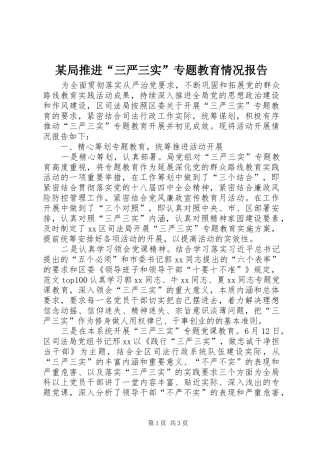 某局推进“三严三实”专题教育情况报告