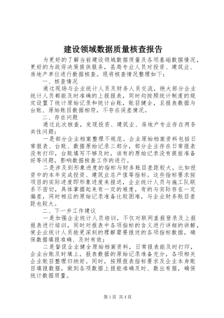 建设领域数据质量核查报告