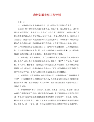农村妇联主任工作计划 