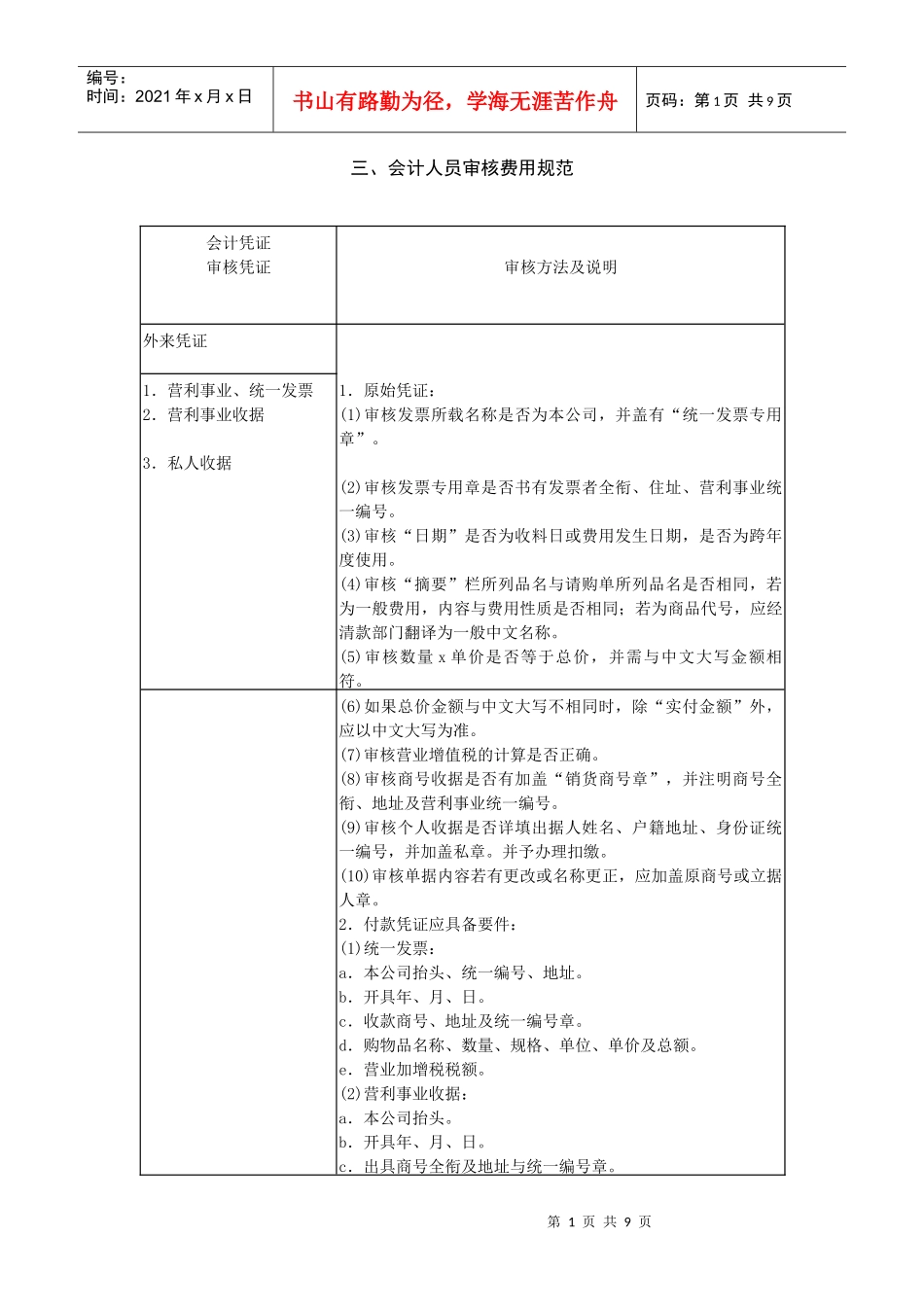 财务会计人员费用审核制度_第1页
